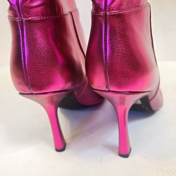 Jeffrey Campbell | Guillo Ruched Heeled Boots in Fuchsia Metallic Pink Size 7 - Picture 11 of 16